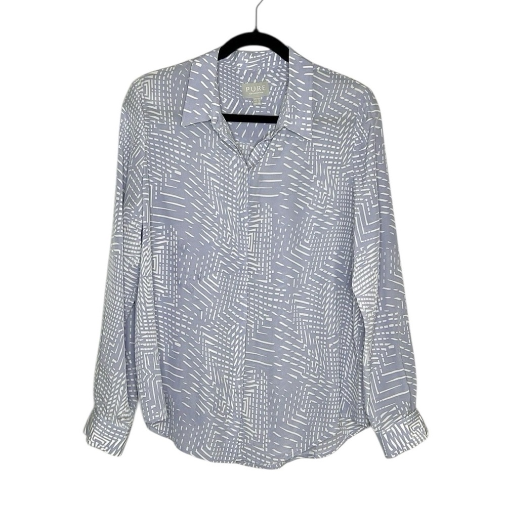 Pure Collection 100% Silk Button Down Patterned Shirt size 6